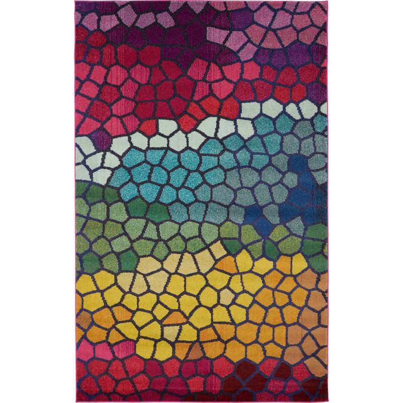 Latitude Run Oldsmar Geometric Pink/Yellow/Blue Area Rug & Reviews